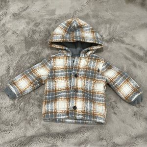 Baby Plaid Hooded Button-Front Jacket